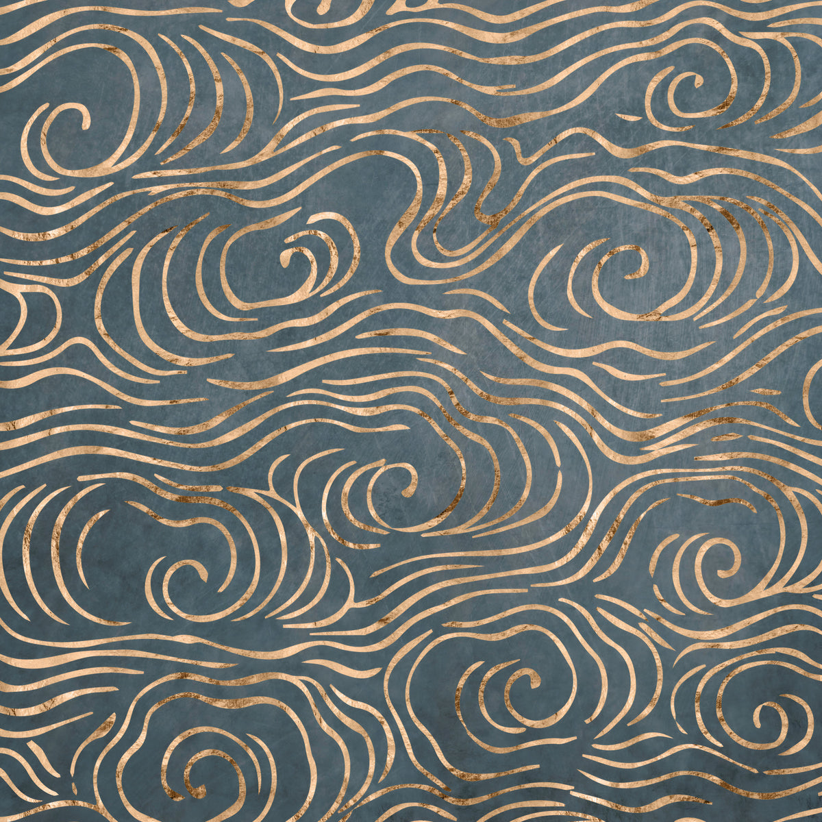 Japanese Waves - Petrol and Gold Wall Mural in your room
