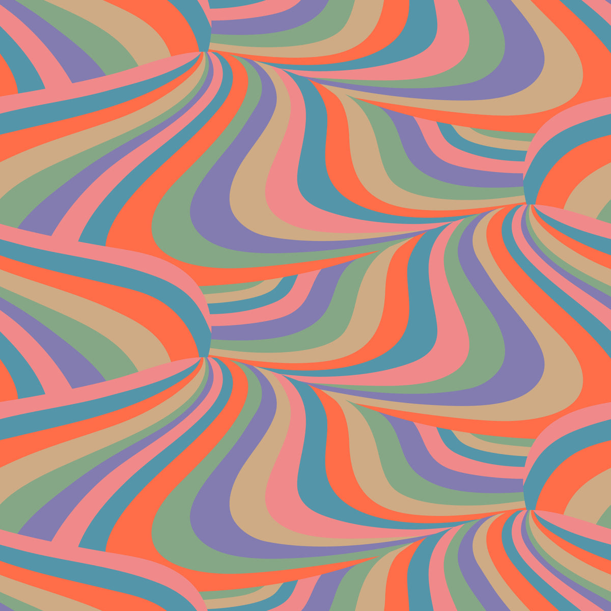 Marble Swirl Groovy Retro Abstract Stripes Colorful Pink Purple Blue Coral Mint Cream Wallpaper⁠ in your room