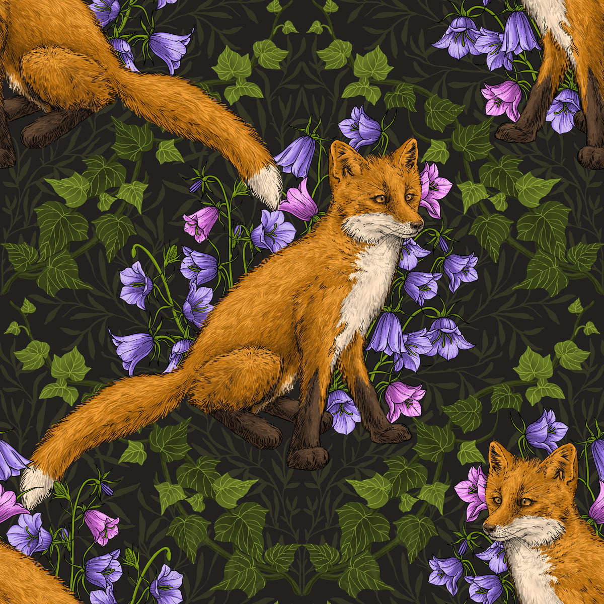 Woodland Whispers: Fox and ivy Wallpaper⁠ in your room