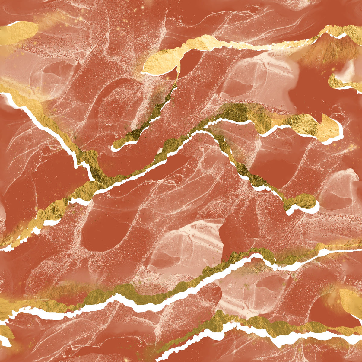 Golden Veins Burnt Sienna Marble - Modern Luxe Abstract Wall Mural in your room — zoomed