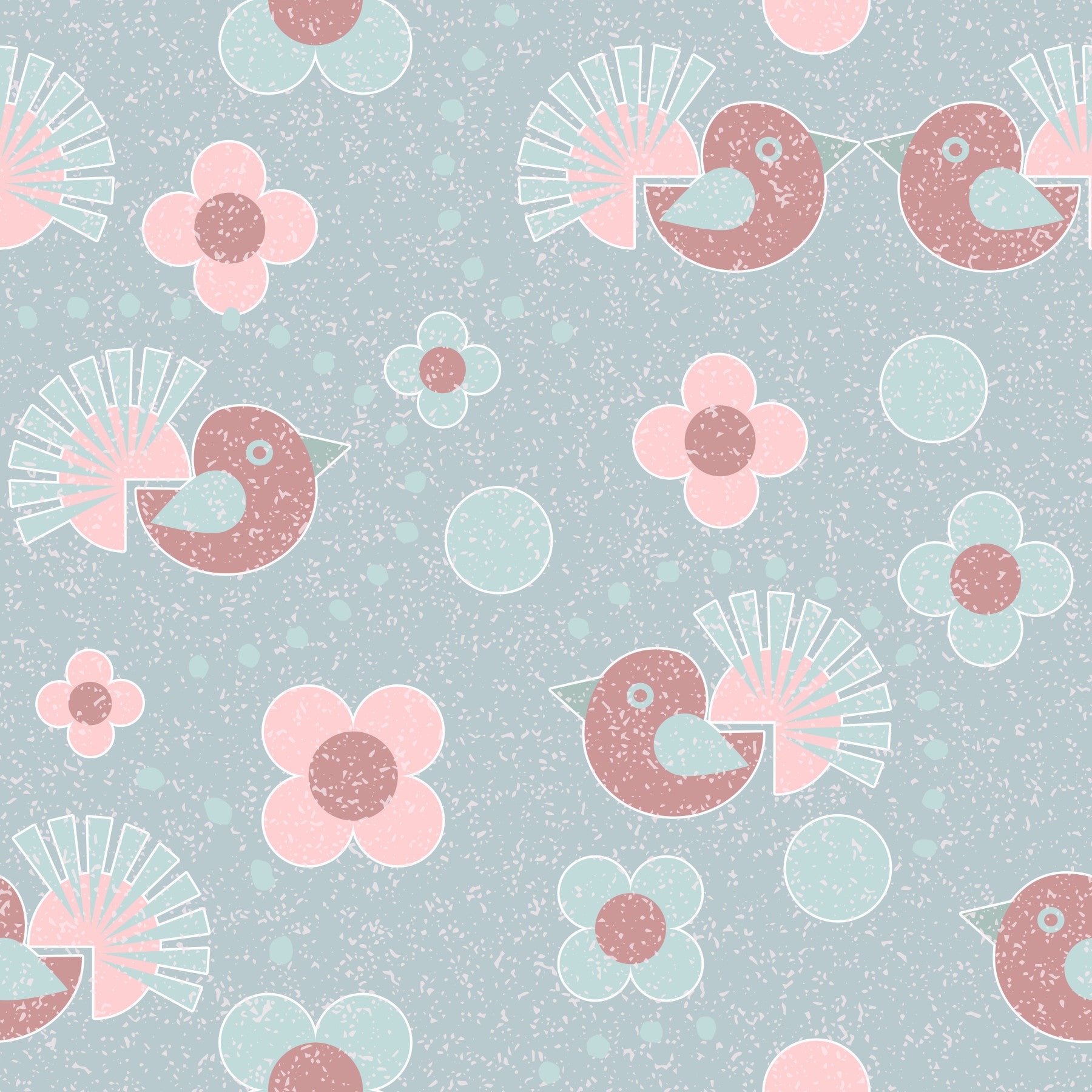 Birdie Blooms: Pastel Pop Wallpaper⁠ in your room — zoomed