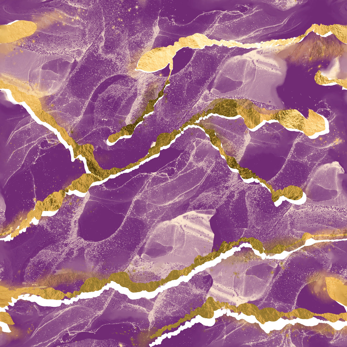 Golden Veins Cosmic Violet Marble - Modern Luxe Abstract Wall Mural in your room — zoomed