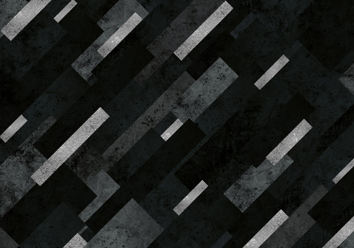 Silver Grey Charcoal Layered Pattern Wall Mural in your room — zoomed