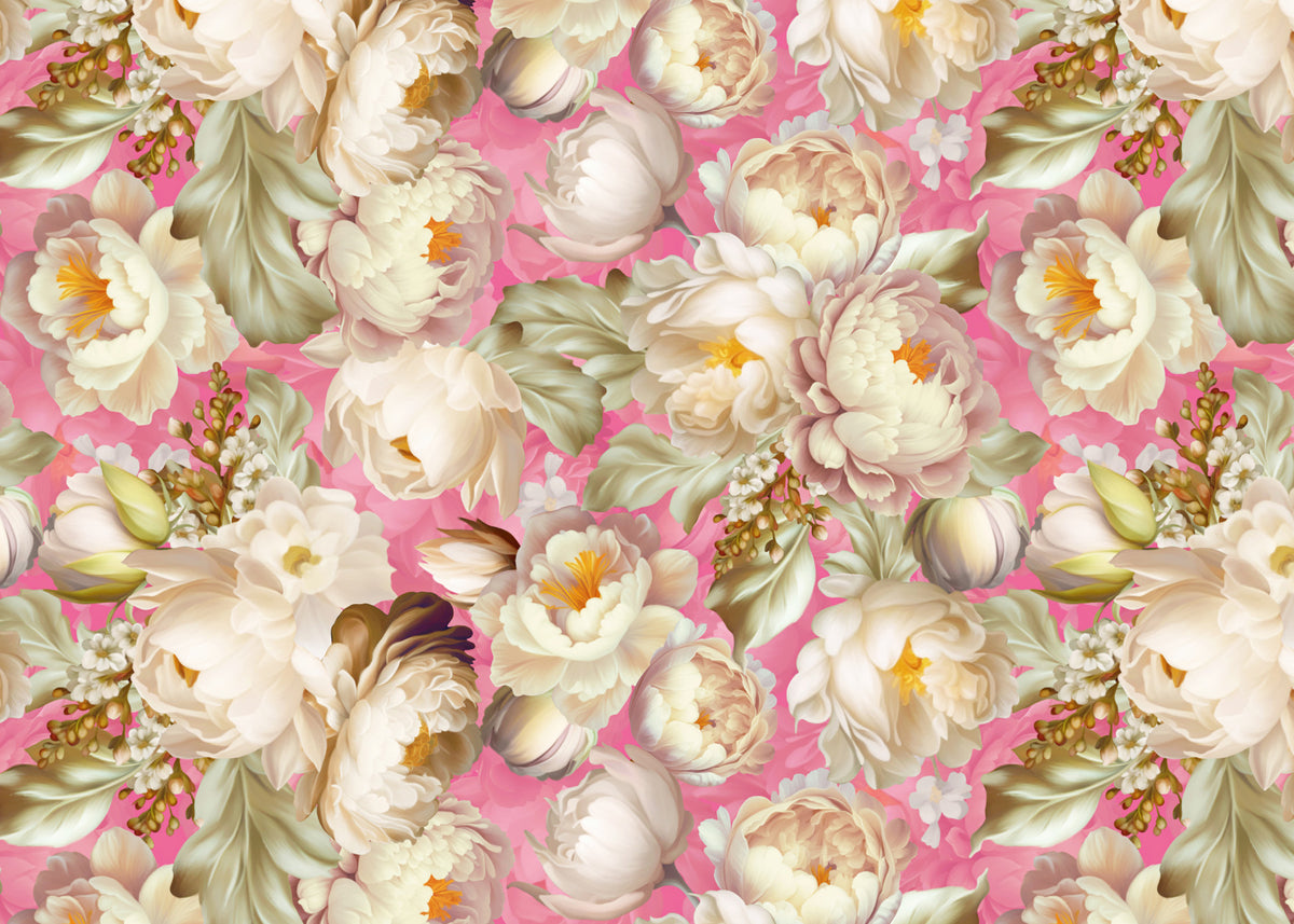 Pink Blossom Burst Wallpaper Wall Mural in your room — zoomed