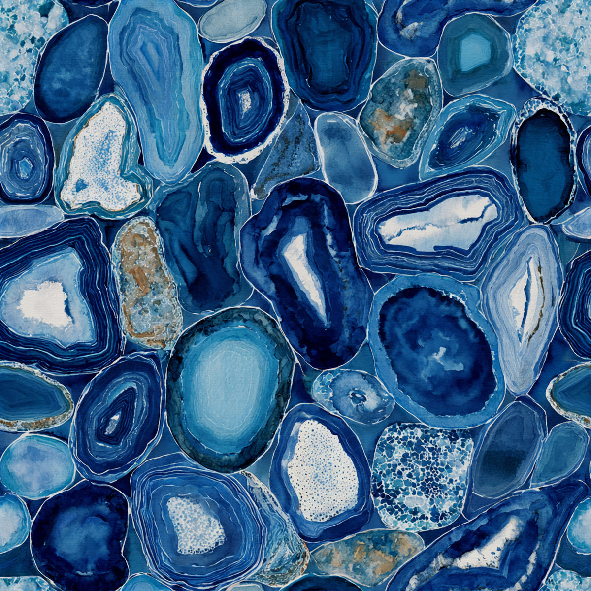 Blue Agate Stone Slices Wallpaper⁠ in your room — zoomed