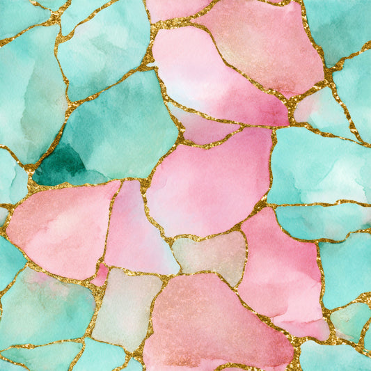 Gilded Pink And Turquoise Waters Wallpaper⁠