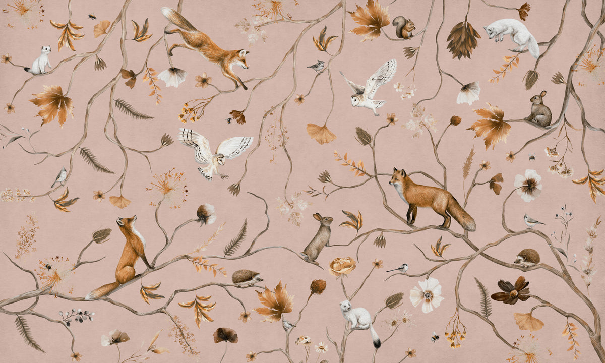 Forest Friends Fable Wall Mural in your room — zoomed