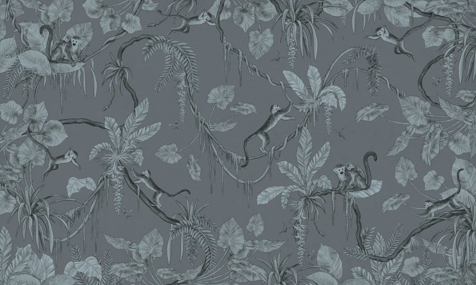 Jungle Sketch - Blue Serenity Wall Mural