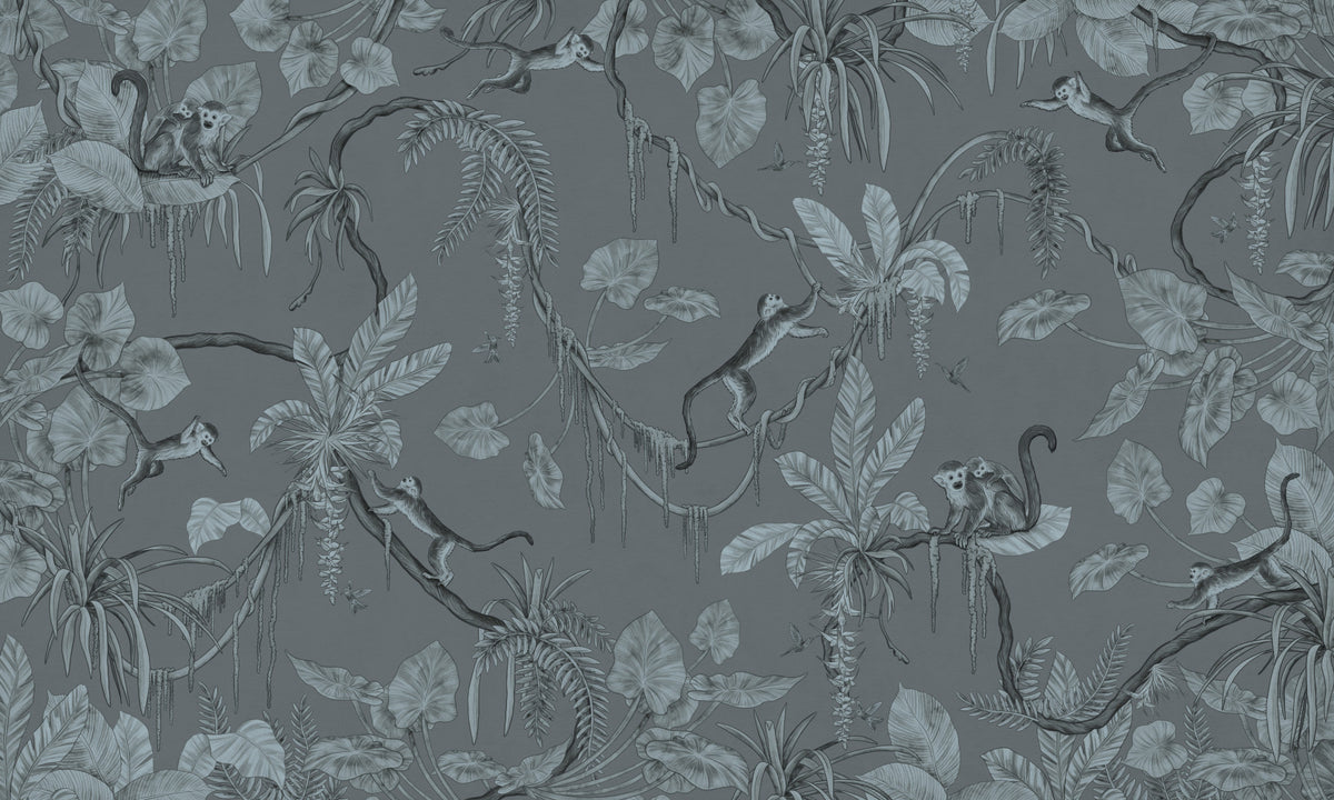 Jungle Sketch - Blue Serenity Wall Mural