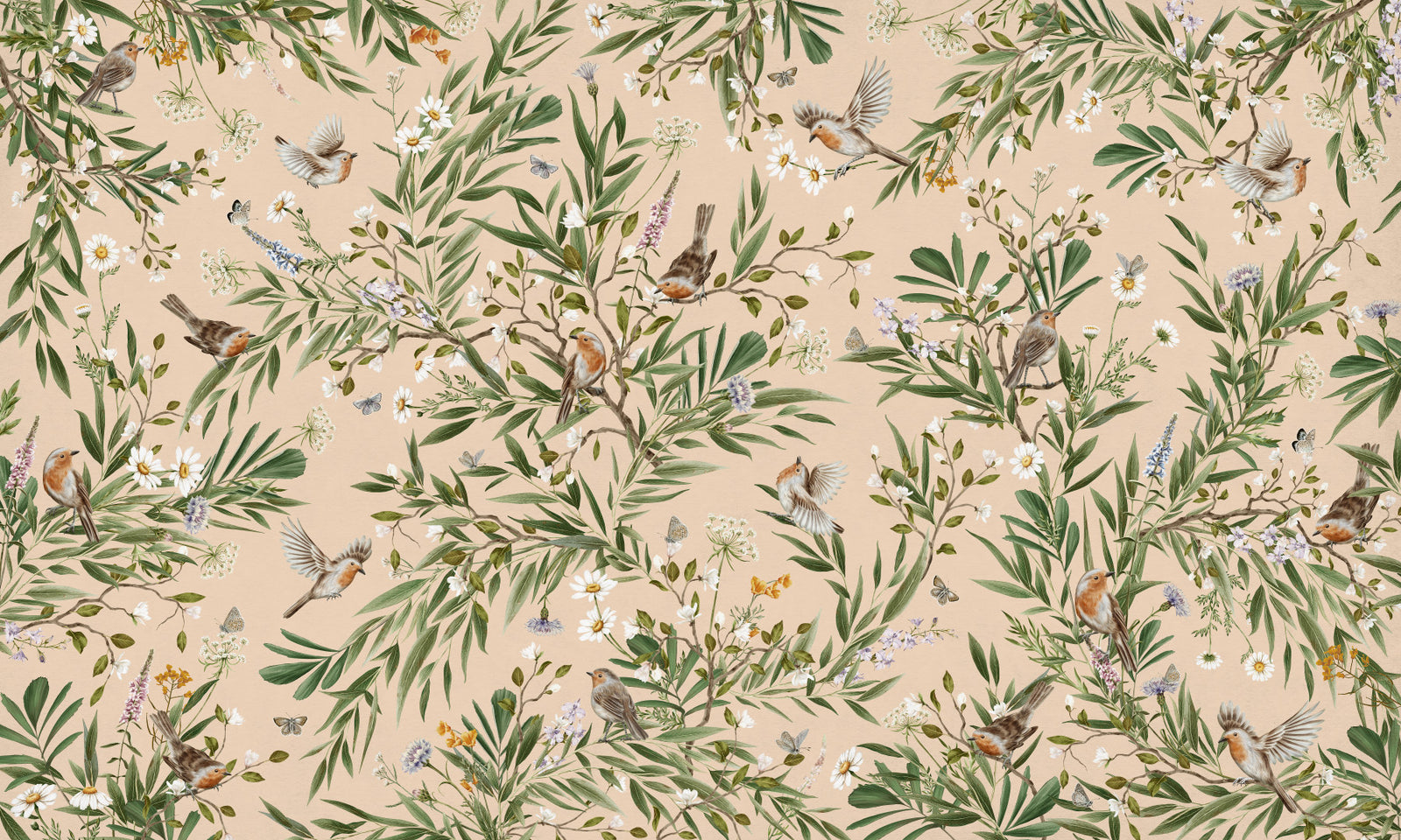 Floral Aviary Wall Mural in your room