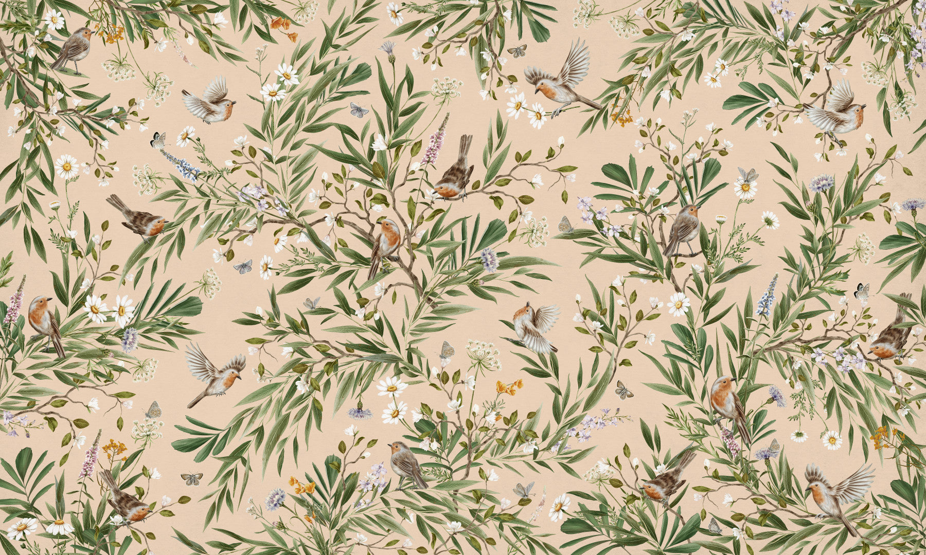 Floral Aviary Wall Mural