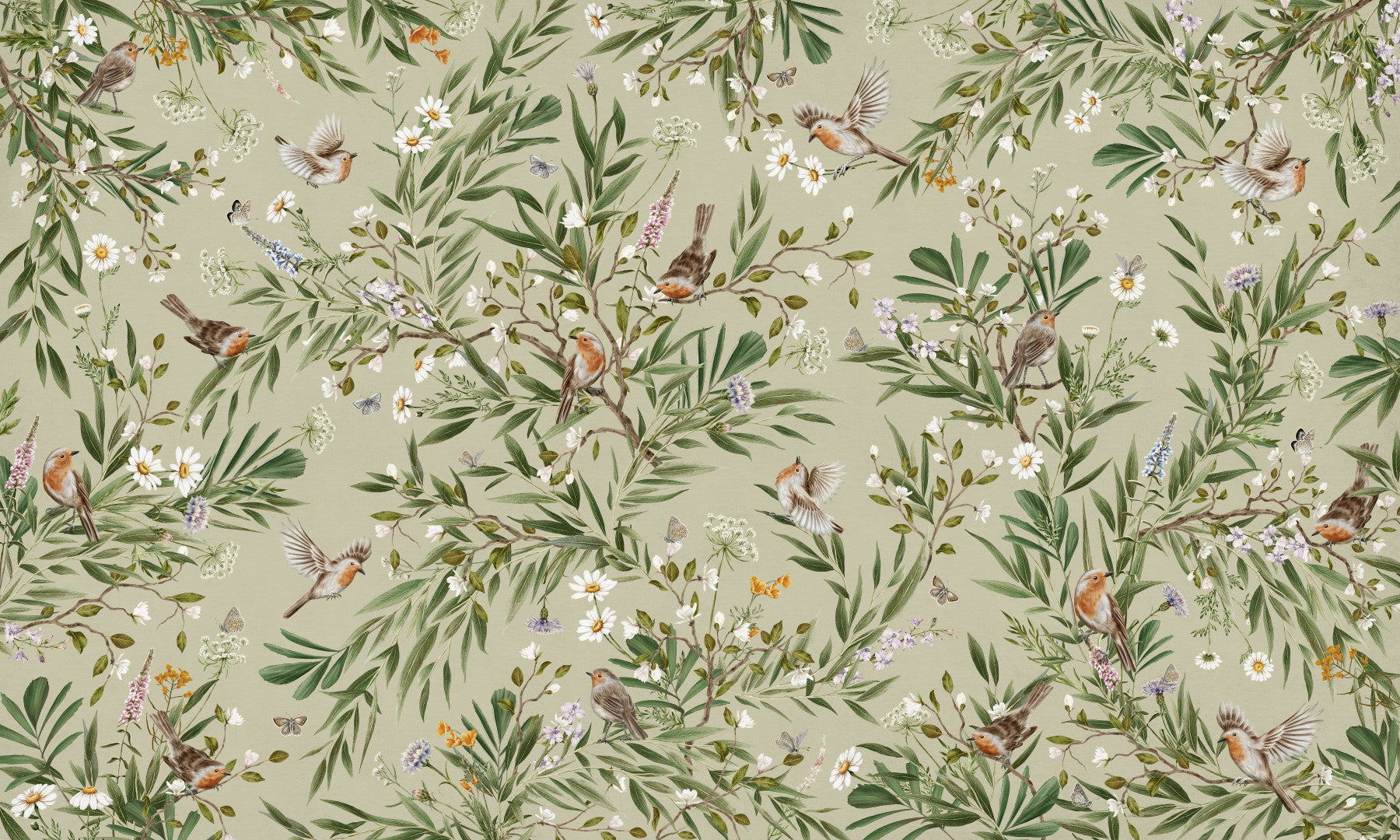 Birds & Blooms Wall Mural