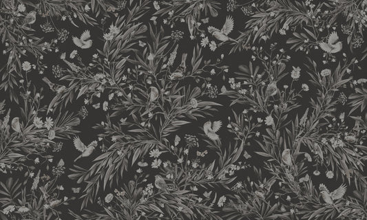 Nocturnal Song: Floral & Birds Wall Mural