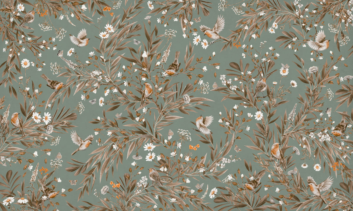 Birds & Blooms Symphony Wall Mural in your room
