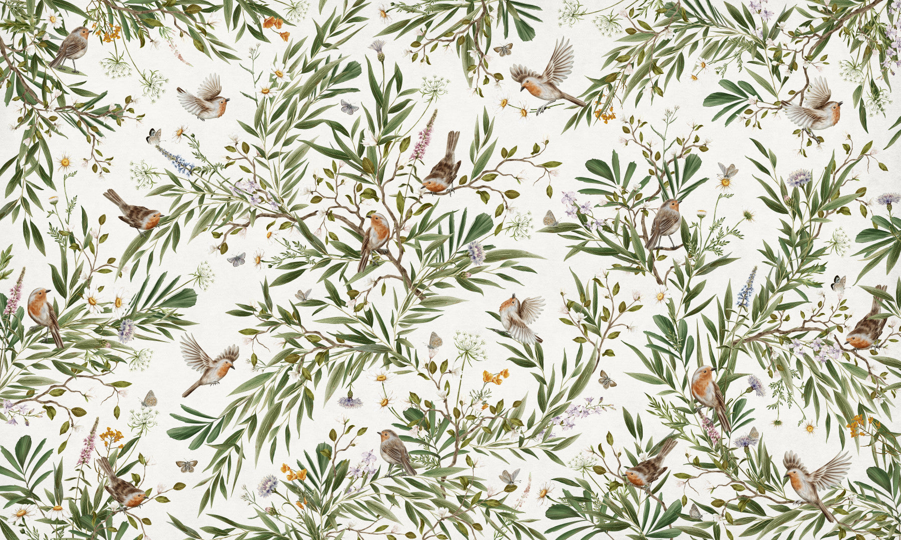 Botanical Aviary Wall Mural in your room — zoomed