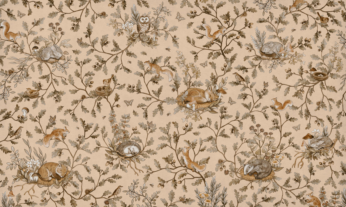 Forest Slumber Wallpaper Wall Mural in your room — zoomed