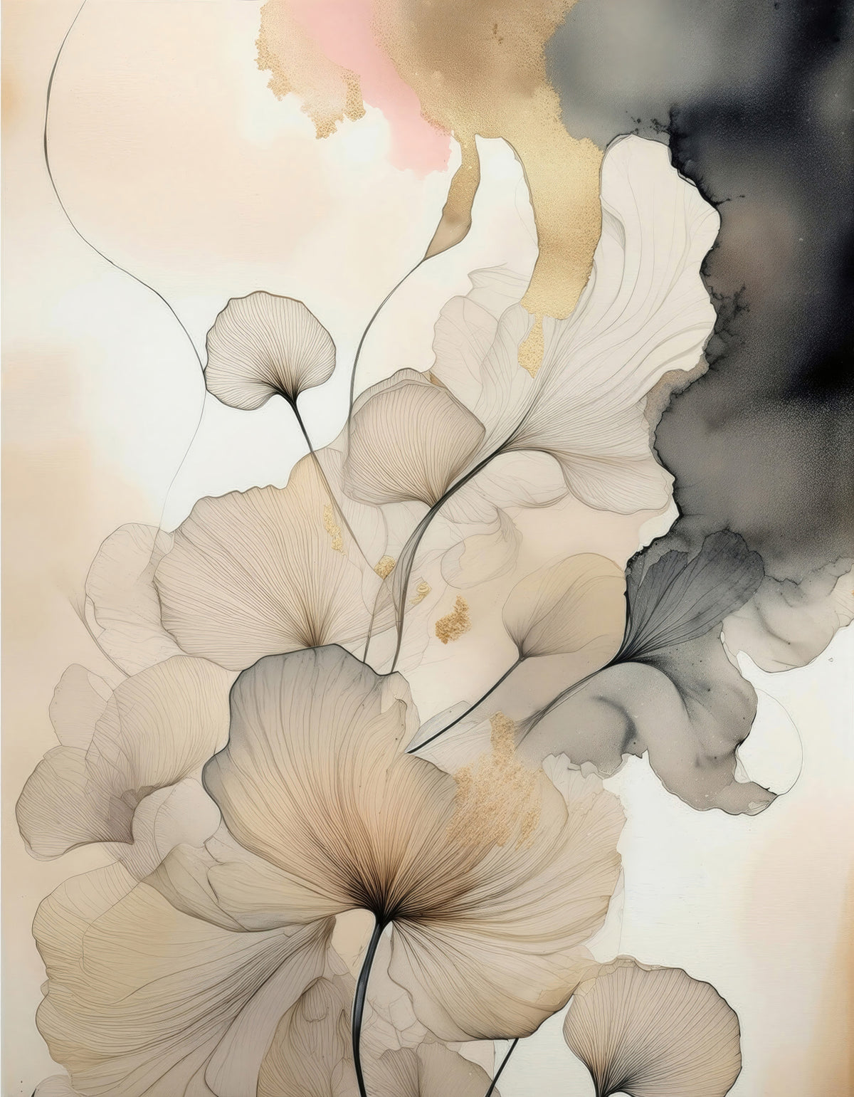 Ink Bloom Elegance Wall Mural in your room