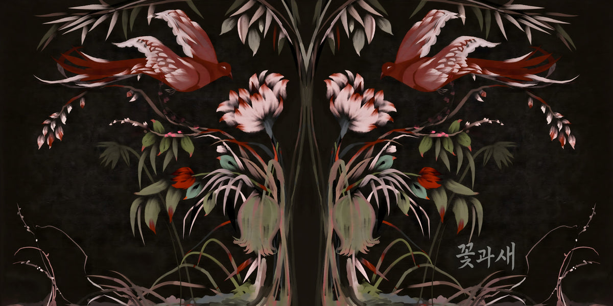 Heaven's Birds Joseon Wall Mural in your room — zoomed