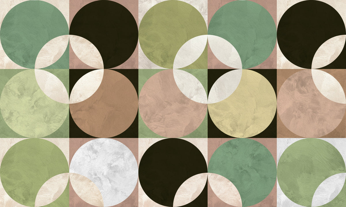 Retro Circle Harmony  Wall Mural in your room