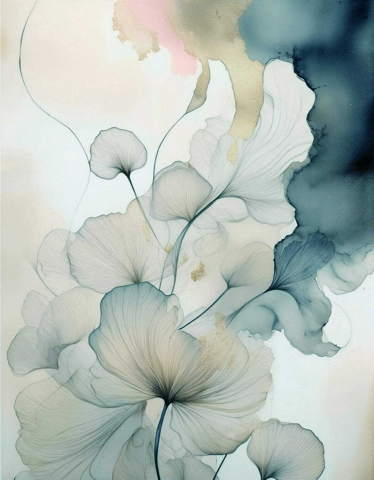 Translucent Teal Petals Wall Mural