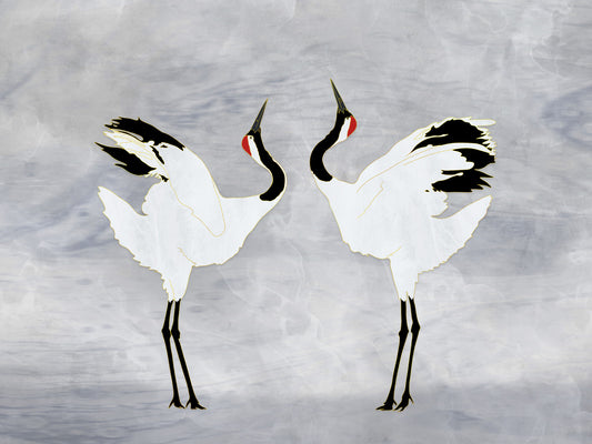 Dancing Cranes Wall Mural