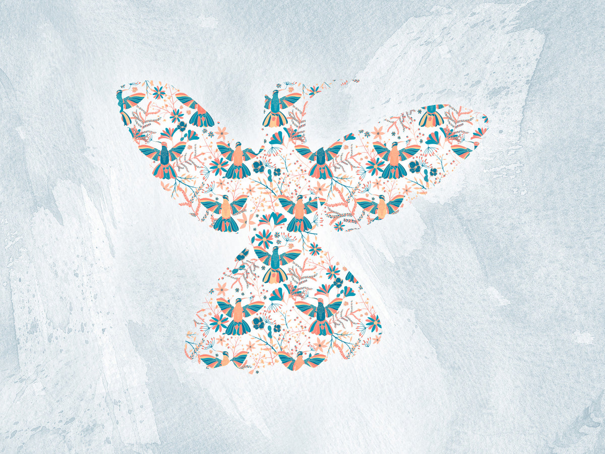 Floral Hummingbird  Wall Mural in your room