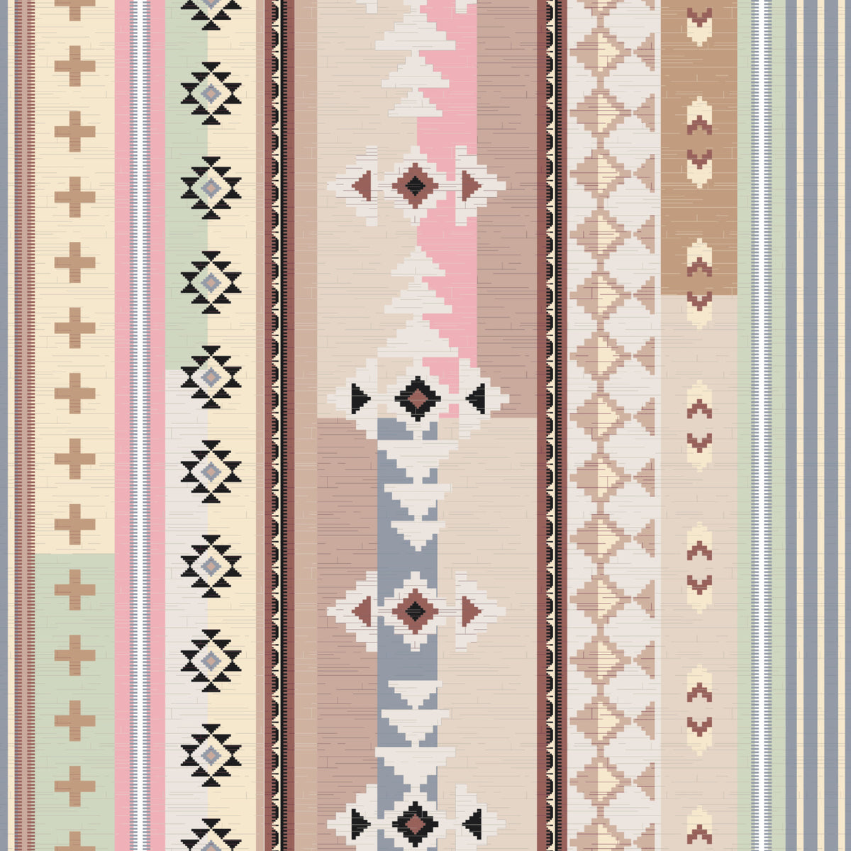 Boho Aztec Wallpaper⁠ in your room — zoomed