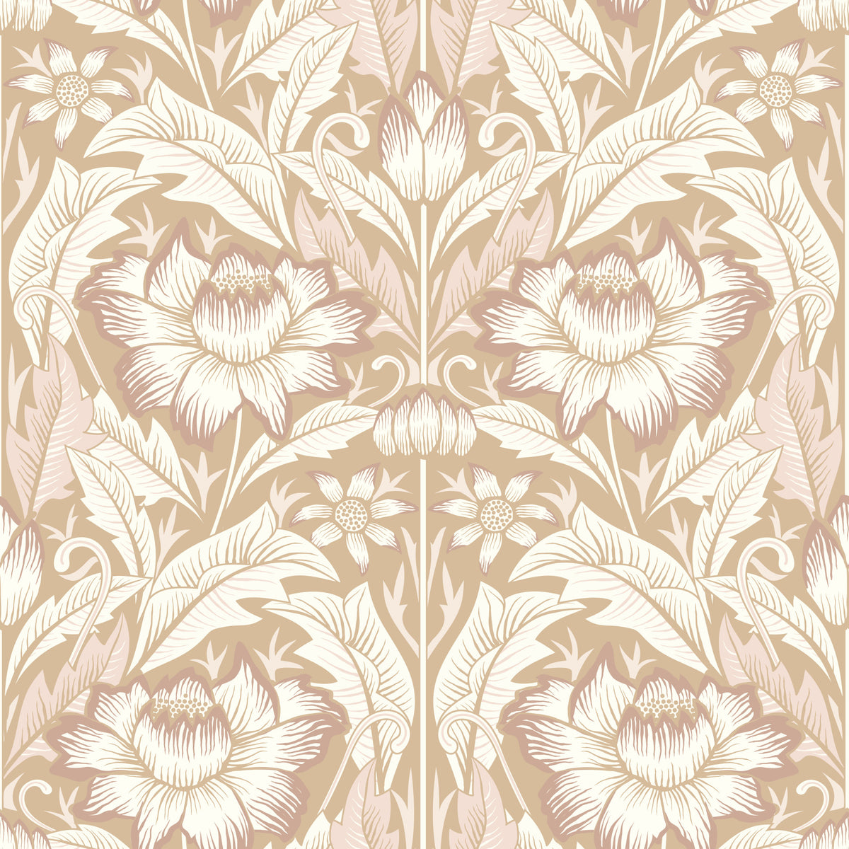Timeless Garden – Sand Beige Wallpaper⁠ in your room