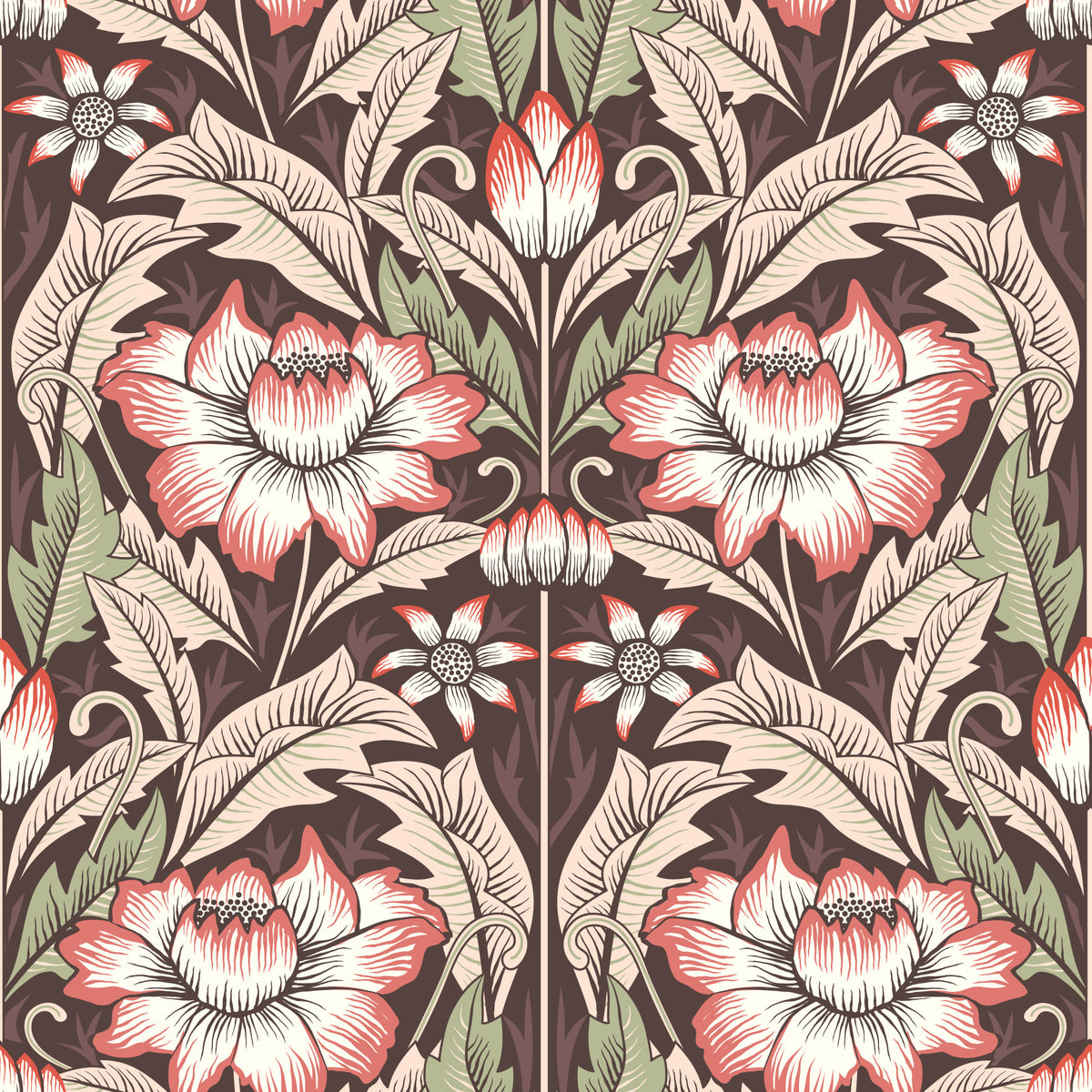 Timeless Garden – Rustic Red Wallpaper⁠