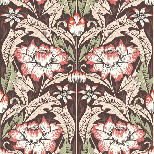 Timeless Garden – Rustic Red Wallpaper⁠