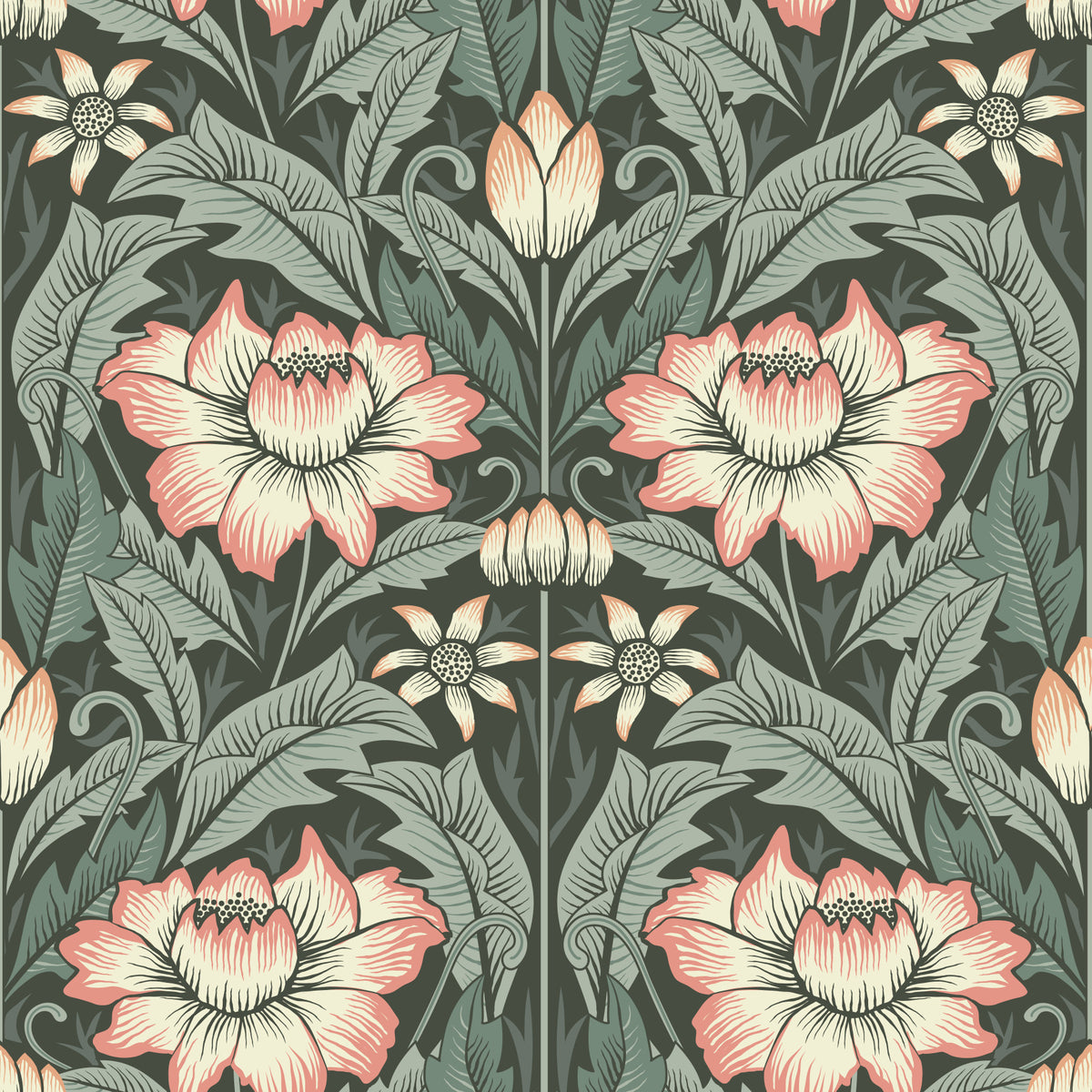 Timeless Garden – Forest Green Wallpaper⁠ in your room — zoomed