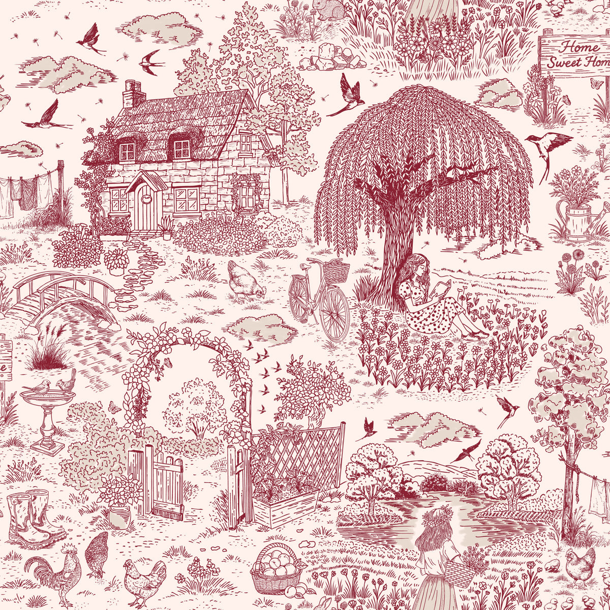 Country Charm Toile Wallpaper⁠