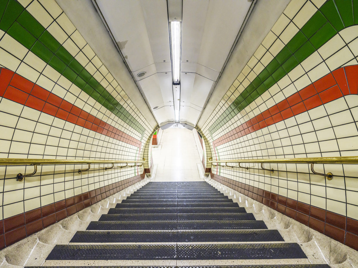 Subway Tiled Descent Wall Mural in your room — zoomed