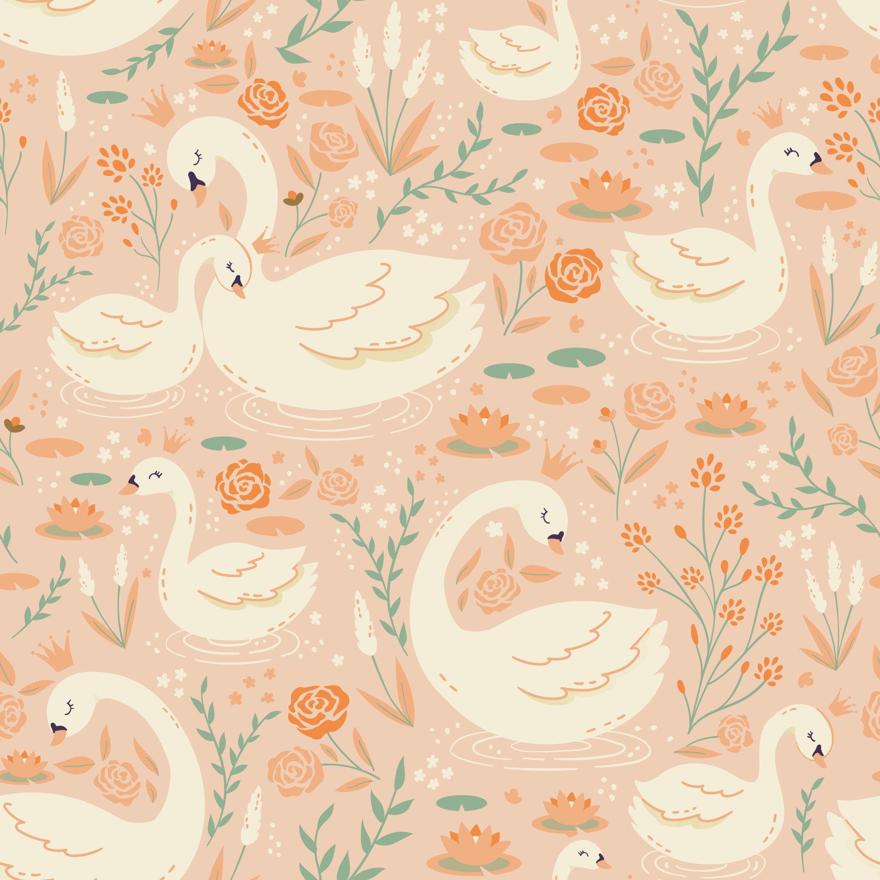 Swan Lake Floral Dreams Wallpaper⁠ -2962367 in your room — zoomed
