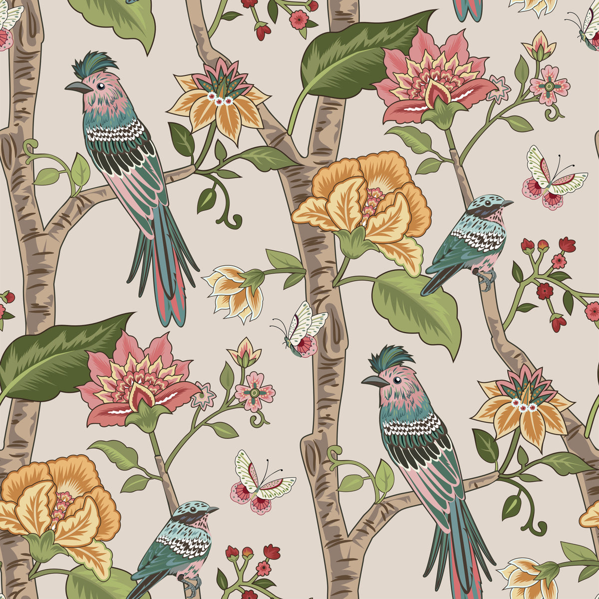 Birdsong Blooms Wallpaper⁠ -3076497 in your room — zoomed