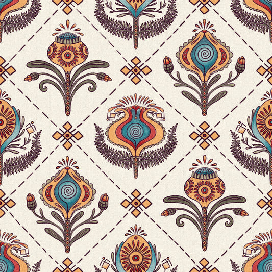 Boho Floral Grid Wallpaper⁠ -3228132
