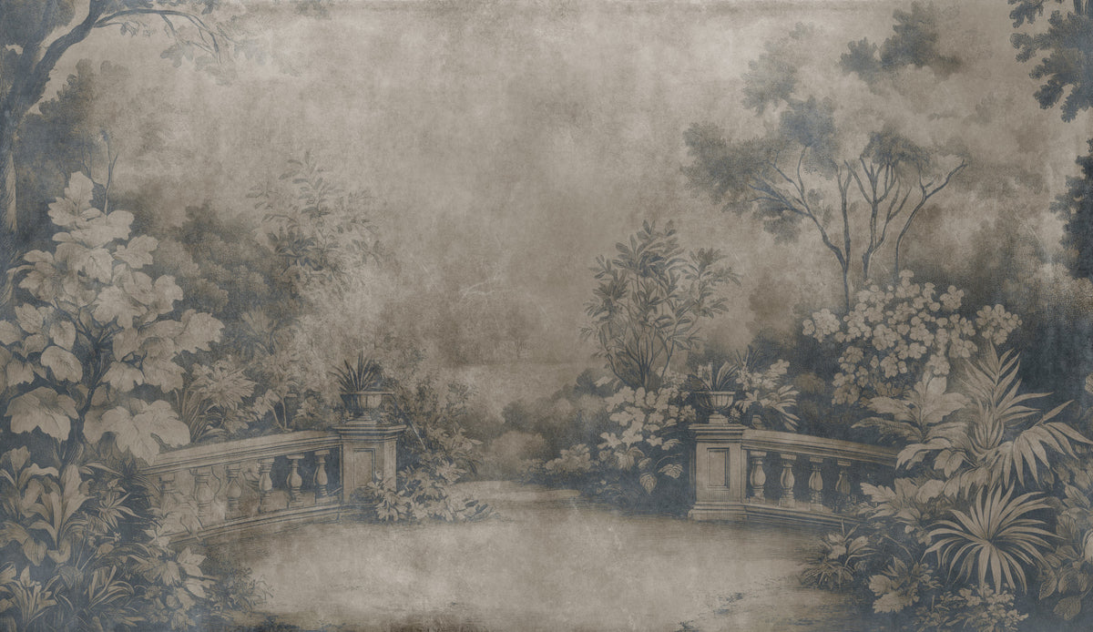 Old English Garden Fresco - Smoke Wall Mural in your room — zoomed