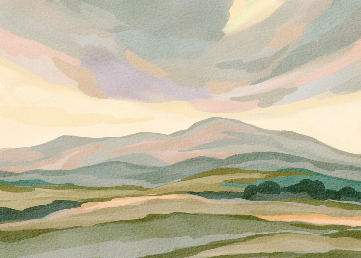 Painted Mountainscape Wall Mural in your room