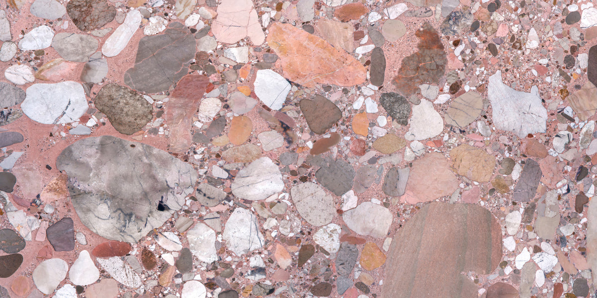 Rose Blush Terrazzo Tile Wall Mural in your room — zoomed