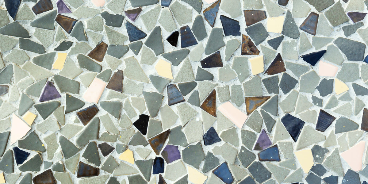 Mosaic Fragments Natural Tile Look Wallpaper Wall Mural in your room — zoomed
