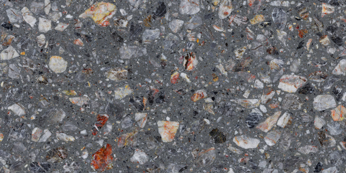 Rocky Grey Texture Natural Tile Look Wall Mural in your room — zoomed