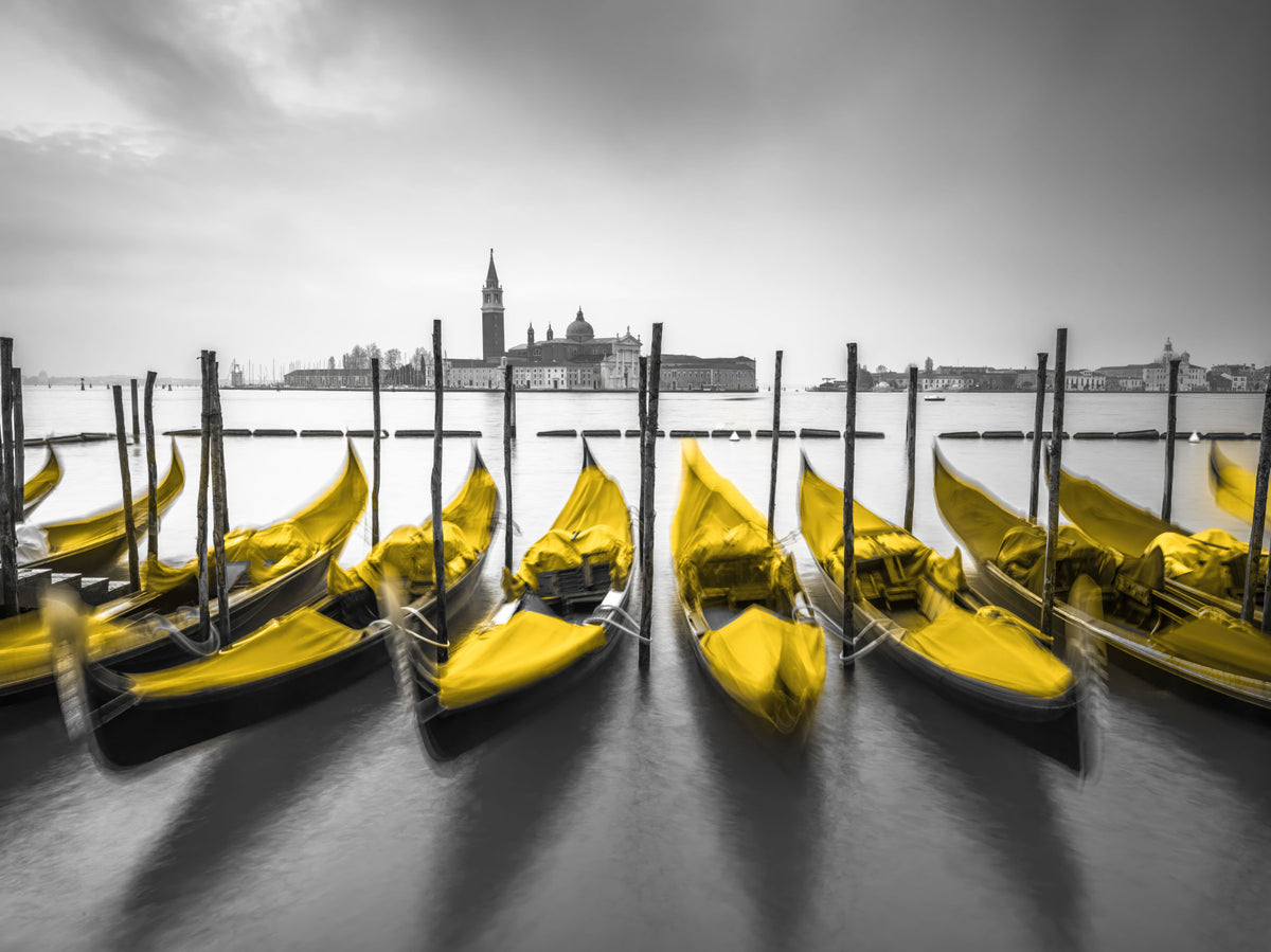 Golden Gondolas: Venice in Contrast Wall Mural in your room