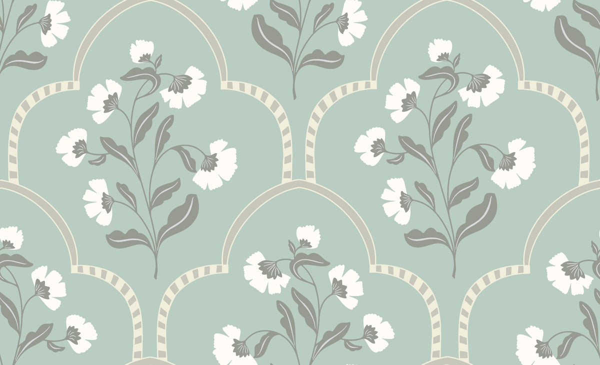Arched Floral Elegance Wallpaper⁠