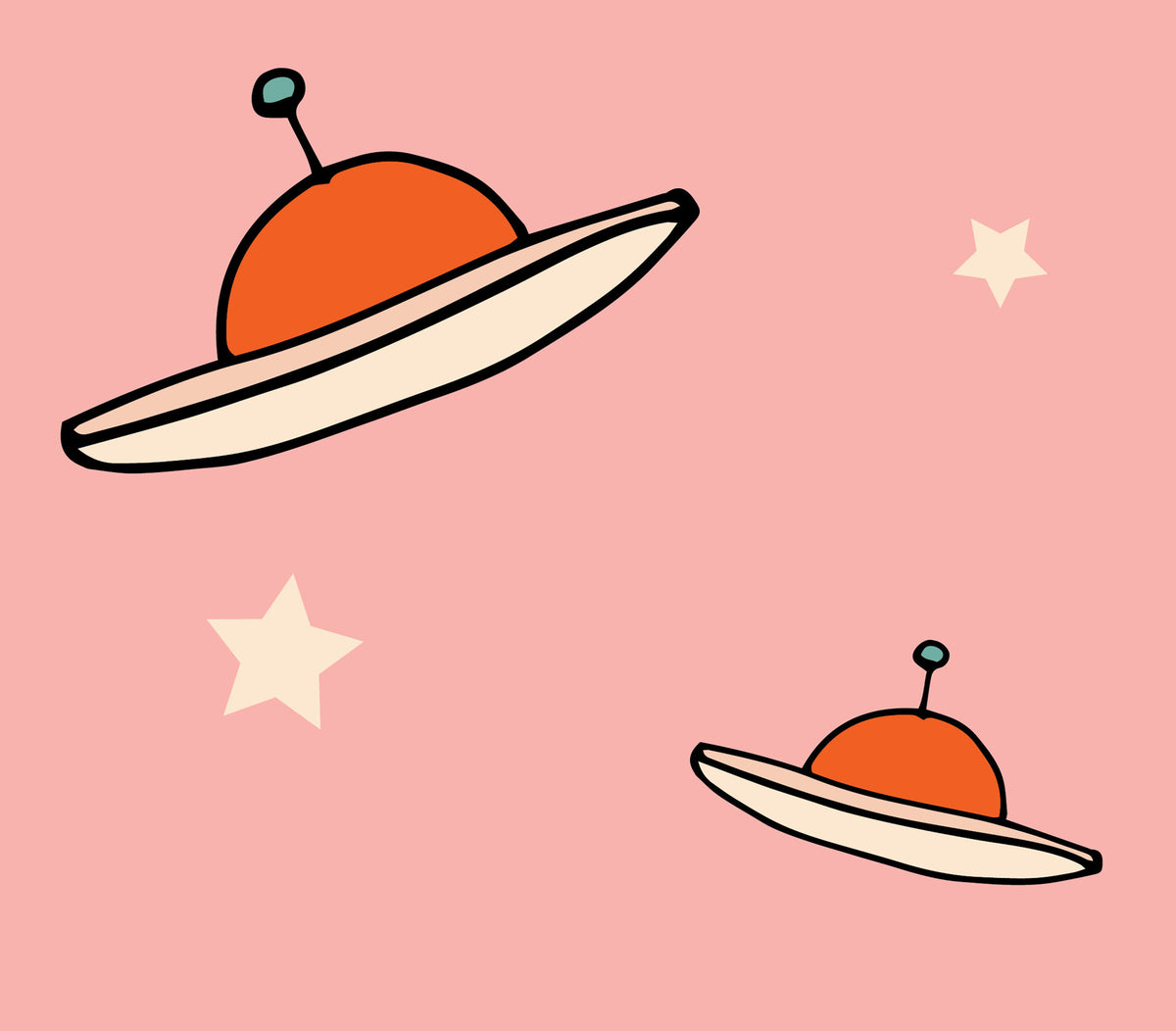 Kids Minimal Vintage UFO Pink Wallpaper⁠ in your room