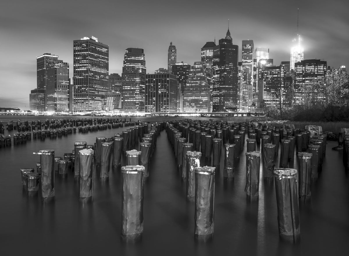 NYC Noir: Waterfront Silhouette Wall Mural in your room — zoomed
