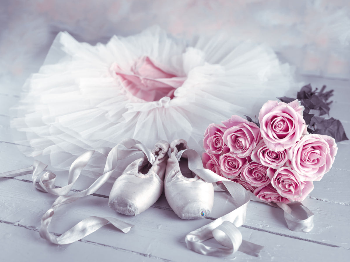 Graceful Ballet Still Life with Roses Wall Mural in your room — zoomed