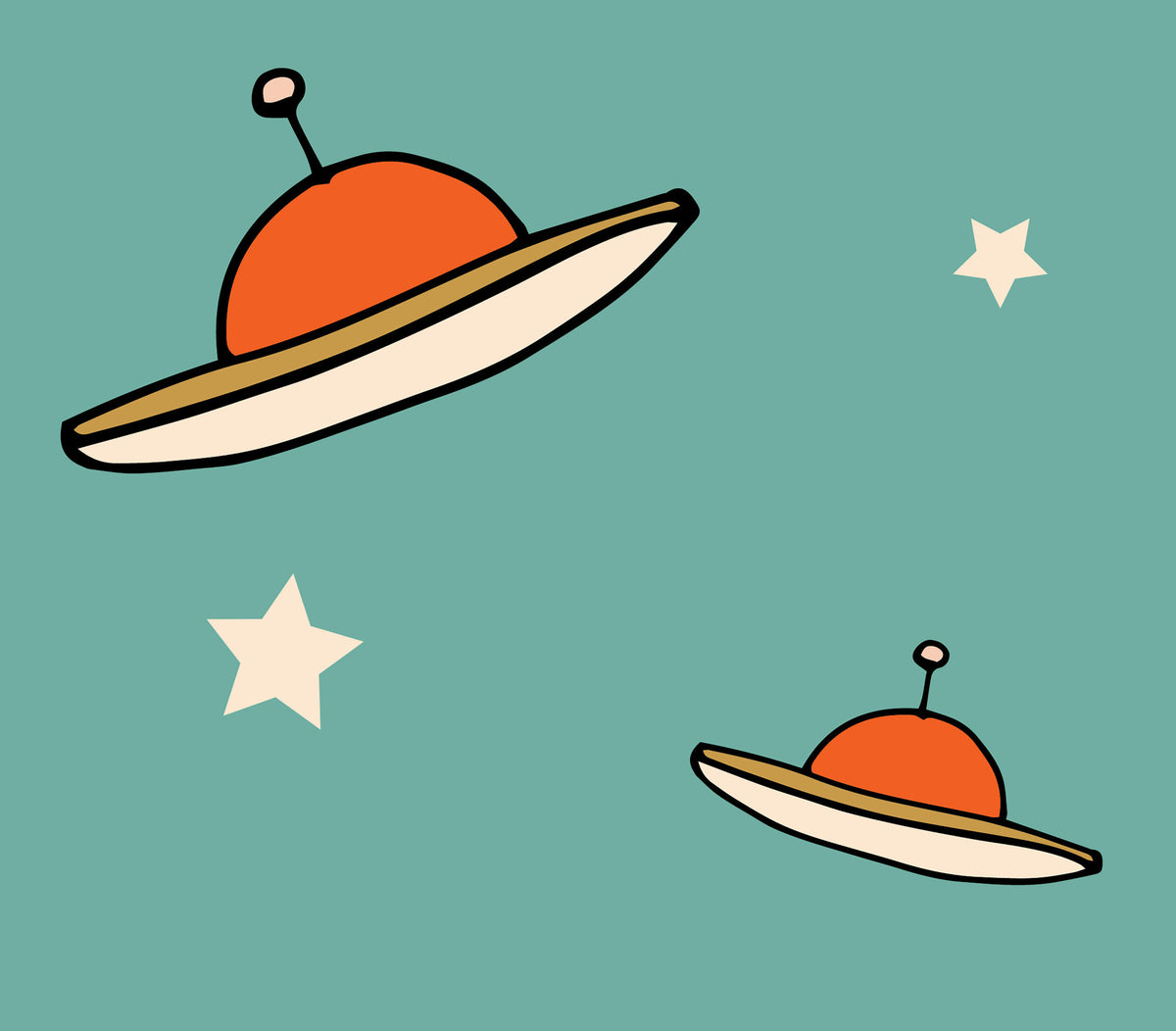Minimal Vintage UFO Blue Wallpaper⁠ in your room