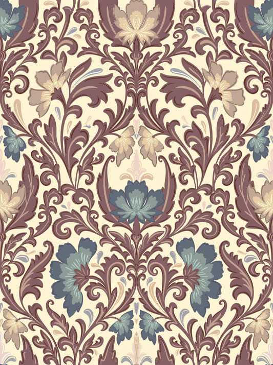 Antique Floral Flourish Wallpaper⁠