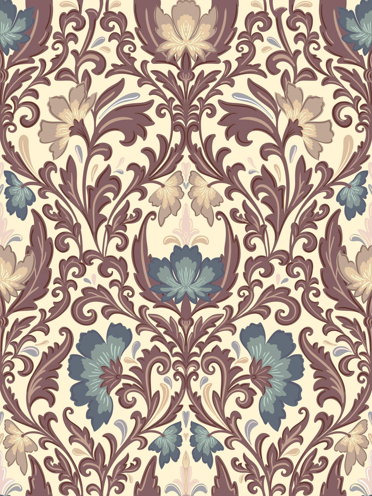Antique Floral Flourish Wallpaper⁠ in your room — zoomed
