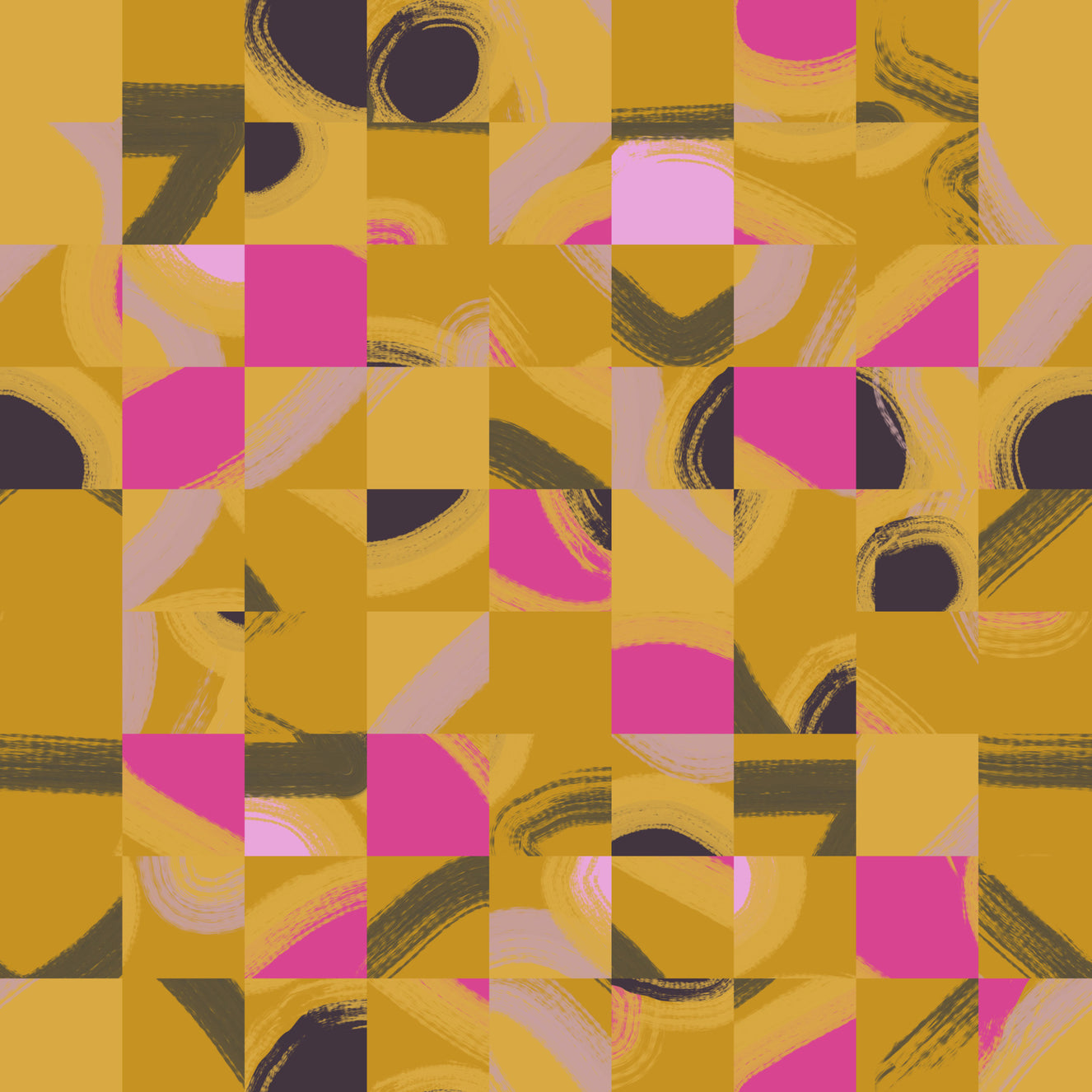 Mosaic Brushstrokes Abstract Wall Mural